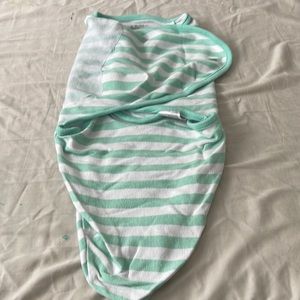 SwaddleMe, infant, size LARGE, mint green, stripes, Velcro swaddler.